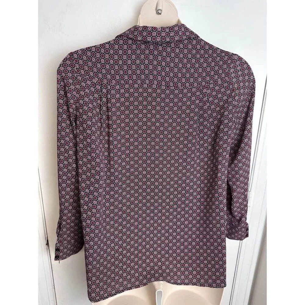 chelsea & theodore red pattern long sleeve button down size medium 0948 - Picture 4 of 6
